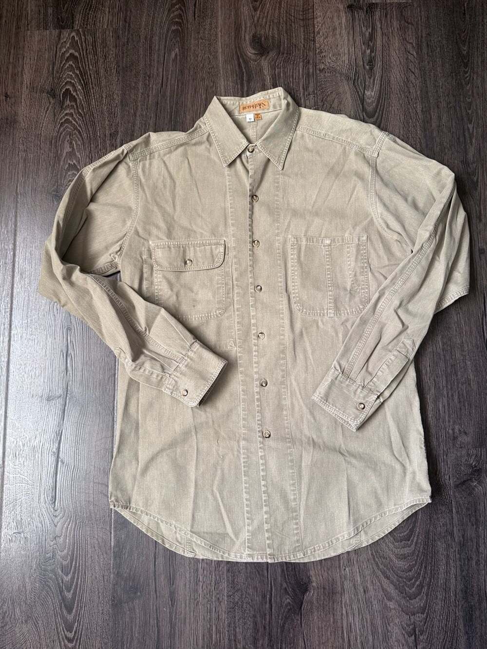 Ruff Hewn Vintage Men's Long Sleeve Work Shirt Beige